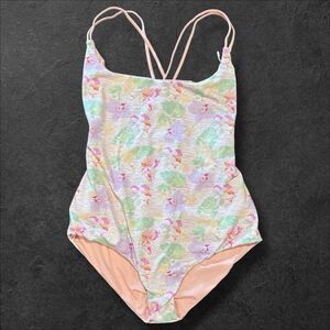 Bikinima Hawaiian Breezes Reversible Swimsuit NWT  Med Floral Tropical Lace Back